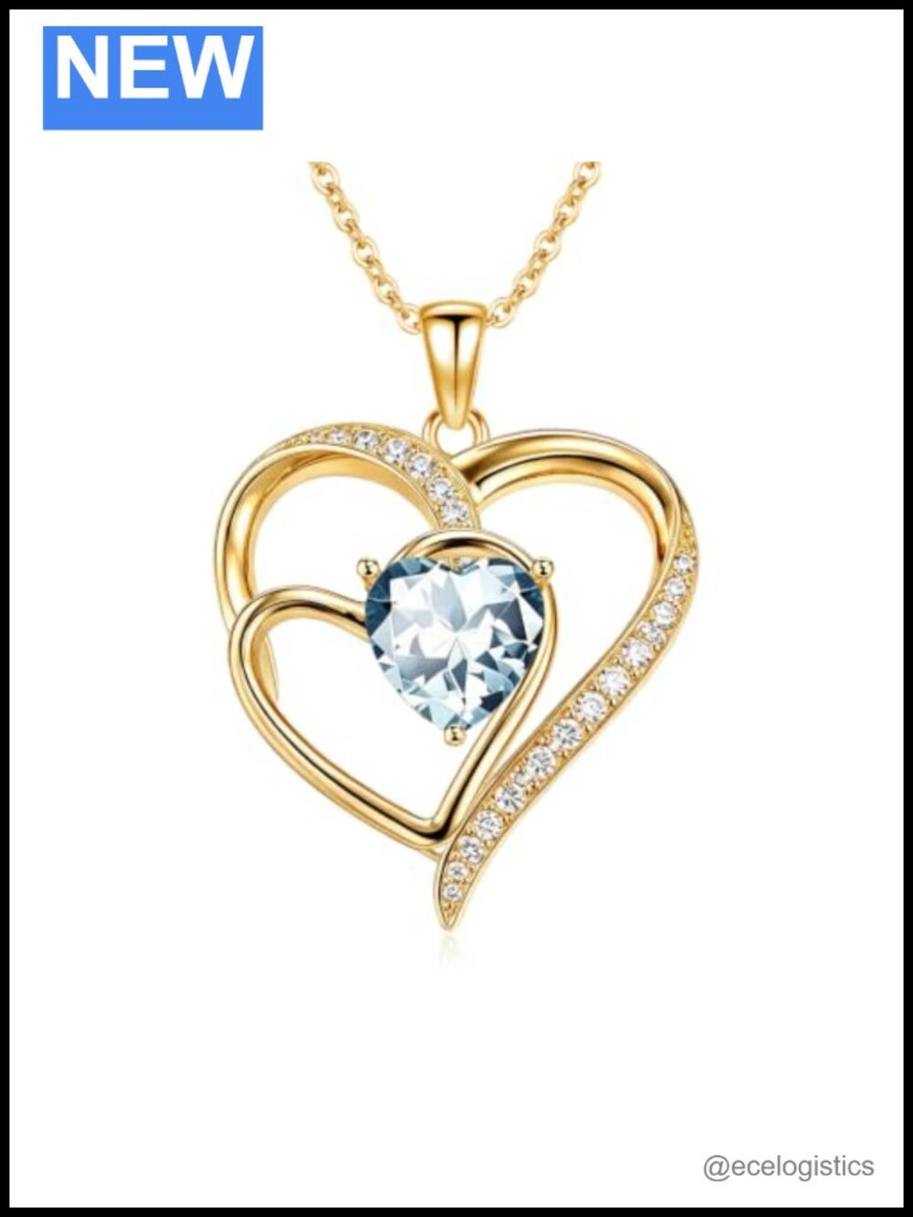 14K Gold Plated Heart Birthstone Pendant Necklace for Women